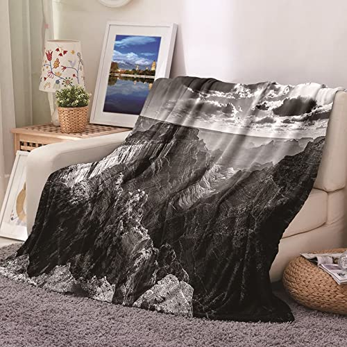 Daesar Wohndecke Warm 80X120,Kuscheldecke Flauschig Natur Himmel und Berge Gemustert Decke Flanell Fleecedecke für Couch