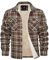 MAGCOMSEN Winterjacke Herren Karierts Hemd Gefüttert Baumwolle Hemdjacke mit Multi Taschen Männer Übergangs Thermohemd Button-Down Plaid Jacke Outdoor Holzfällerhemd Braun XL