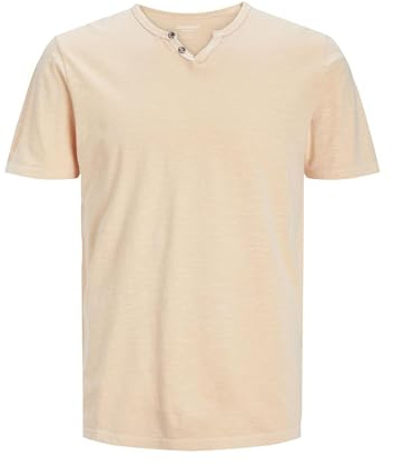 Jack & Jones Male T-Shirt Melange Split Neck T-Shirt, Orange, XXL