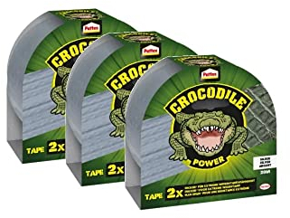 Pattex Crocodile Power Klebeband, starkes Gewebeband mit doppelter Dicke, extreme Widerstandsfähigkeit für schwierigste Reparaturen, Duct Tape für verschiedene Materialien, silber, 3 x 20m