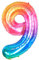 Ponmoo 40 inches Foil Balloons Numbers 9 Neon Rainbow (101cm), Inflatable Helium or Air, Giant Balloon Number 0-9, 10-29, 30-100, Grand Balloons for Anniversary Wedding Birthday Party Decoration