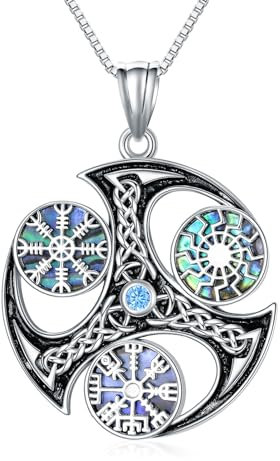 YAFEINI Wikinger Halskette Sterling Silver Kompass Amulett Anhänger Kette Nordische Schmuck für Herren Damen Schutz Amulett Mittelalter Halskette (Amulett Halskette)
