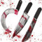 SMELEYOU Halloween Costome Cuter Fake Machete Messer 3Pcs Blutige Fake Cuter Halloween Machete Spielzeug, Kunststoff Halloween Metzger Blutige Sichel Waffe Requisite für Halloween Party Dekoration