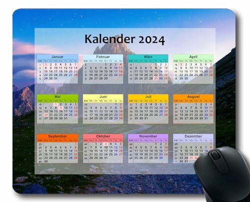YENDOSTEEN 2024 Kalender Mauspad,Spiel Naht Mousepad, Linienlicht vertikal Mauspad für Laptop,Computer,Büro,Schreibtischzubehör