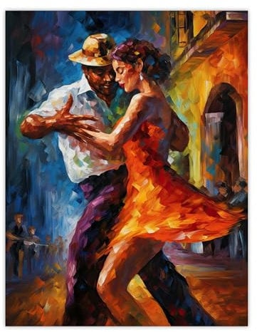 Artery8 Salsa Street Dance Colourful Dancing Painting Rhythm Body Energy Theatre Arts Artwork Large Wall Art Poster Print Thick Paper 18X24 Inch