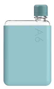 memobottle Paquete A6 (Sea Mist) – 375 ml – Botella, funda de silicona y tapa | Botella de agua compacta para bolsas y bolsillos pequeños | Tritan sin BPA | Moderna, minimalista | Para gimnasio y