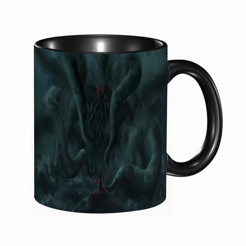 Tasse Keramik Krieger stehend und schauend Cthulhu Kosmisches Monster Seeungeheuer Strom schlechtes Kaffeetassen Große 330ml Mit Henkel 100% Handbemalt Trinkgläser Mit Griff Personalisierte Geschenk