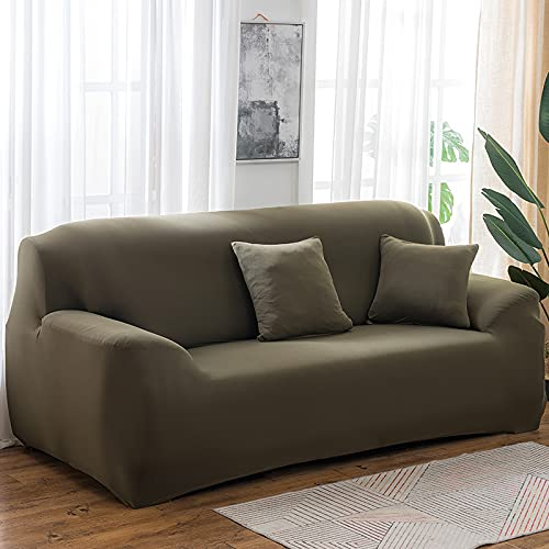 Sofaschoner Braun Sofaüberwurf Weich Spandex Sofaschoner rutschfest Couch Überwurf Waschbare Sofa Überzug Sofabezug mit Elastischen Riemen Sofabezug L Form Universelle 1 Sitzer