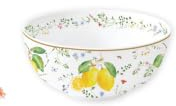 Easy Life Servierschale Fleurs ET CITRONS Zitronen 22,5cm weiß gelb Porzellan