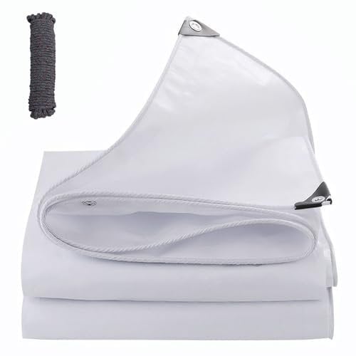 Abdeckplane wasserdicht mit Ösen, Weiße Plane aus 180 g/m² PE, UV-beständig wetterfest reißfest, für Gartenmöbel, Pool, Auto, Boot,Camping (Weiß, 2X4M)