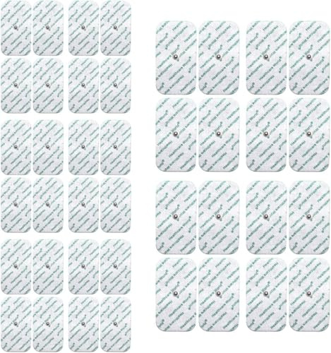 Healthcare World TENS Electrode Pads 5x10cm(40-Pack)- Self-Adhesive with 3.5mm Stud Connection for Muscle Stimulation & Pain Relief, Compatible with Beurer, Sanitas, Boots, Kinetik TENS Devices