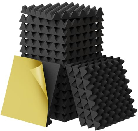 12 Pack 1.5X12X12 Acoustic Foam, Self Adhesive Sound Proof Egg Crate Foam(Most Soundproofing Design), Upgraded Sound Proof Foam Panels for Walls, Doors, Fire-Retardent Acoustic Panels,Made by WVOVW