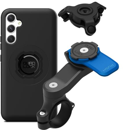 Quad Lock Support Téléphone pour Guidon de Moto avec Amortisseur de Vibrations et Coque MAG pour Galaxy A34