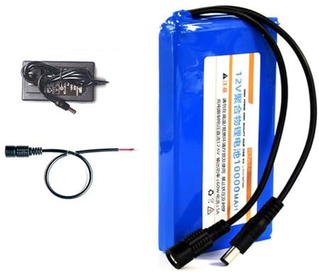 WILLQ Batería de polímero de Litio de 12V, 6Ah, 8Ah, 10Ah, 12Ah, 16Ah, 20Ah, batería Recargable de Iones de Litio, Potente batería portátil con Cargador,No Light,10000mah