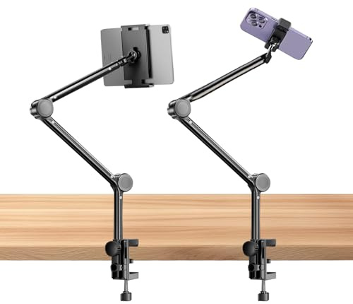 Chingcoo Tablet Halterung Bett,Ipad Halterung,Tablet-Ständer für Bett 360 Grad Drehbarer mit Stabilem Aluminiumarm für iPad, Tablets, Telefone oder Andere Geräte mit 4 bis 13.9 Zoll