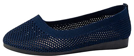 Green Shoes Wide Fit Loafers Women Black Womens Ladies Fashion Solid Color Breathable Mesh Shallow Mouth Comfortable Flat Casual Shoes Shoes for Women Ballet Pumps Women Ballet Pumps (Navy, 5)