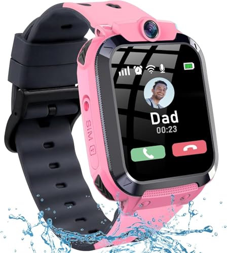 ELEJAFE Smartwatch Kinder mit GPS und Telefon, IP68 Wasserdicht GPS Uhr Kinder Smartwatch mit Anruffunktion SOS Voice Chat Schulmodus Spiel Wecker Kinderuhr Geschenk für Mädchen und Jungen