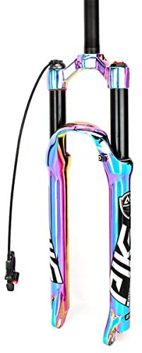 GZKDKZB Fourche à Suspension pour VTT 29 Pouces Fourche de vélo ultralégère Débattement 100 mm Fourche à Suspension en Alliage d'aluminium VTT Verrouillage à Distance Tube Droit QR 9 mm