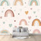Wall Mural Wallpaper Light Pink Non-Woven Feature Wallpaper Bohemian Rainbow Love Heart Theme Poster Mural, for Living Room Bedroom Restaurant 300 x 210 cm Wall Decoration Wall Mural