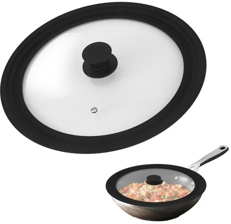 Universaldeckel,16/18/20cm Pfannendeckel Universal,MultifunktionalerPfannendeckel, Hitzebeständiger Glasdeckel mit Silikonrand, Geeignet für Pfannen und Töpfe (16-18-20cm)