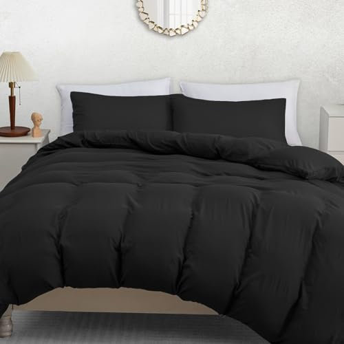 Pamposh Juego de funda de edredón doble, juego de ropa de cama de microfibra prelavada para mayor suavidad y comodidad, juego de funda de edredón ligero de primera calidad para todas las estaciones