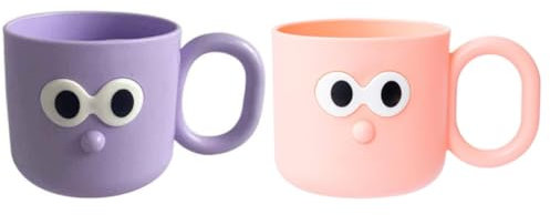 2 Stück Zahnputzbecher Kinder, Niedlich Zahnbürstenhalter Ohne Bohren, Zahnputzbecher Kunststoff Set, Langlebig und Sturzsicher, Exquisit und Kompakt, für Täglichen Gebrauch (Rosa und Lila)