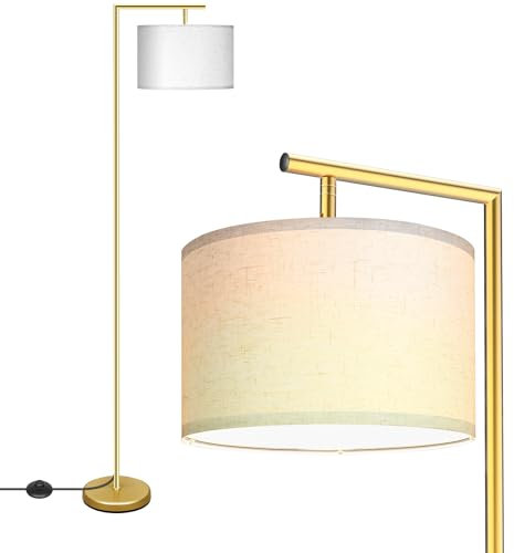 Jayencer Gold Floor Lamp,65 Modern Standing Lamp with Flexible Lamphead,3 Color Temperature Dimmable Sofa Lamp for Bedroom,Living,Room,Office,9W LED Bulb Included