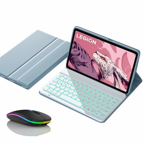 JZCZMCE Custodia con Tastiera per Lenovo Tab P11 (2nd Gen)/Plus 11.5 2023, Tastiera Retroilluminazione Magnetica Staccabile Senza Fili con Mouse Bluetooth,Blu