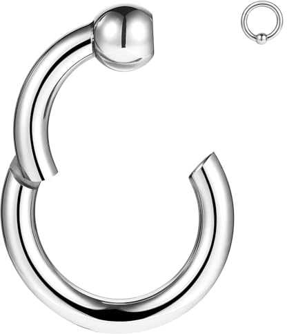 BodyAce Groß Nasenring Segmentring Clicker 6G 8G 10G 12G PA Ringe CBR Ohrring Tragus Piercing Chirurgenstahl Nasenpiercing Schmuck [10G(2.5mm),Reifen:10mm]