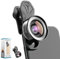 Auricase Handy Objektiv Kit, 3 in 1 Handy objektiv linse kit Lens Set, 210° Fischaugenobjektiv, 120° Weitwinkel, 25X Makroobjektiv, mit Staubbeutel, für die meisten Smartphones (Schwarz-10X-p)