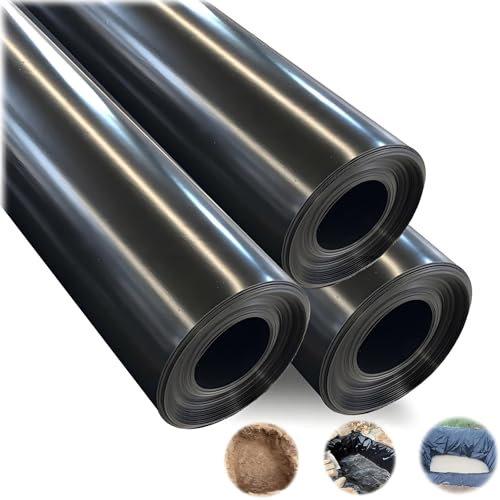 Film Bache Bassin en HDPE, Noir de Qualité Revêtement pour Bassin Jardin Membrane pour Étang Extérieur 3x4,6 m 6x3.0m 4x4m pour Les étangs, Les biotopes, Les Piscines Naturelles(6.5 x 4m)