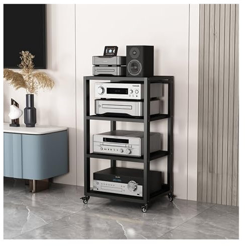 audio hifi rack regal Kleine Medienkonsolen Mit 4 Ebenen For Das Wohnzimmer, CD-DVD-Plattenspieler, Plattenspielermöbel, Stereokomponentenständer For Kleine Räume, Audio-Video-Regaleinheit For Den Auf