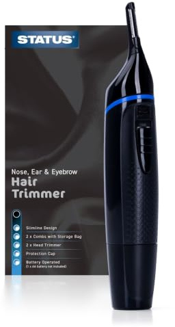 Status Lille Nose, Ear & Eyebrow Trimmer for Men & Women, Black | Painless Facial Hair Trimmer, Portable Hair Remover, Grooming Kit, 1 x AA Battery Operated (Not Included), LILLE1PKB12