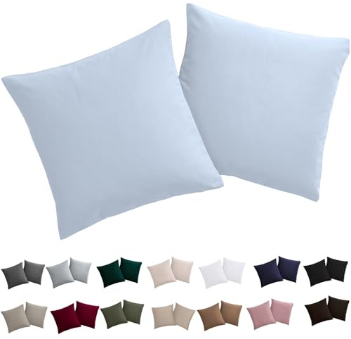 Soifox Kissenbezug 40x40 2er Set - Himmelblaue kopfkissenbezug Für Kissen 30 x 50 cm 100% Mikrofaser Resistent und Hypoallergen Kissenbezüge mit Reißverschluss