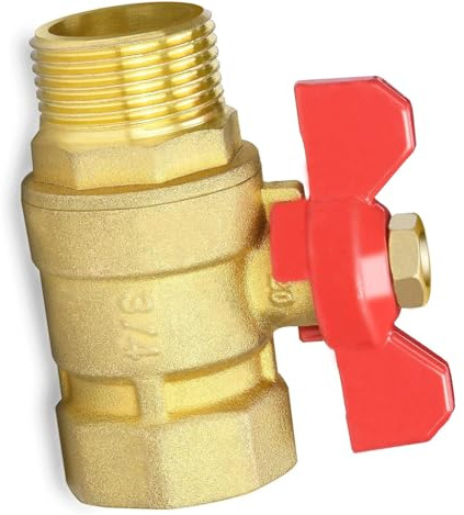 XIAQICA Messing Kugelhahn 3/4 Zoll mit rotem Flügelgriff Messing Absperrventil Aussengewinde/Innengewinde voller Durchgang DN20 PN16 Kugelhahn 3/4 für Wasserleitungen Wasserhahn