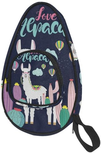VAPOKF Housse pour raquette de tennis de table, animal mignon, alpaga, cactus, raquette de ping-pong avec pochette pour 4 à 5 balles