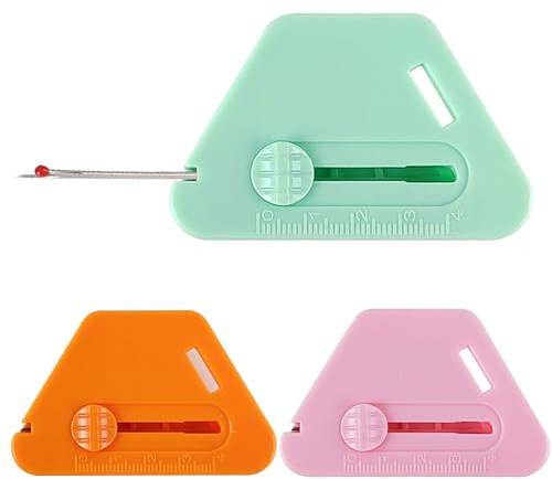 3 Stück Magnetische Nahtführung für Nähmaschinen, Rosa + Grün + Orange, Kunststoffe Material, Nähmaschinen-Zubehör, mit Präzisionswaage, Geeignet für Kleidung, Hosen, Stoffe