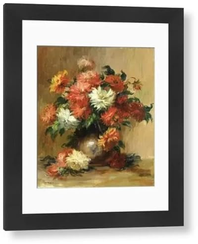 Media Storehouse Renoir's Still Life with Dahlias Framed Print, 1886-1890 - Modern Frame 22x18 (58x48cm) (15005726)