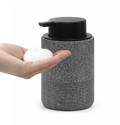 Blissilk 300ml Foaming Soap Dispenser With Refillable Pump Bottle Dispenser, Resin Hand Soap Dispenser For Bathroom, Countertop, Kitchen - Grey
