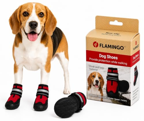 hundeschuhe - Gayo - 2 Stück - rot - S - 7x6,2x12,4 cm - atmungsaktives Mesh - Harte Sohle - rutschfest - reflektierend