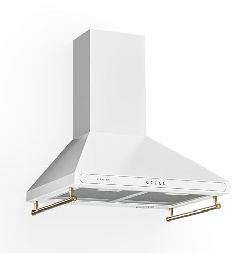 Klarstein Victoria 60cm Angled Extractor Fan for Kitchens - Cooker Hood w/Dishwasher Safe Aluminium Grease Filter, Quiet 645m³/h Airflow, LED Lighting, Wall Mounted Extractor Hood