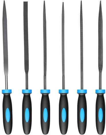 Metal File Set 6 Pcs Needle Files Tools Metal Files for Steel Small Needle File Set Wood File with Handle for Wood Metal Crafts Jewlers DIY Project Leather and Plastic Blue