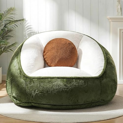 HOMMPA Riesen Sitzsack Erwachsene mit Füllung und Kissen,Avocado-Grün | Sitzsack xxl Großer Lesesessel mit Tasche, Loungesessel,Bodenstuhl,Akzentstuhl für Wohnzimmer,Schlafzimmer