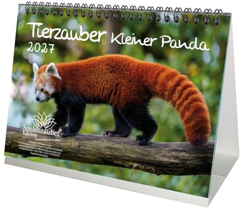 Tierzauber Kleiner Panda DIN A5 Tischkalender für 2027 Roter Panda - Seelenzauber