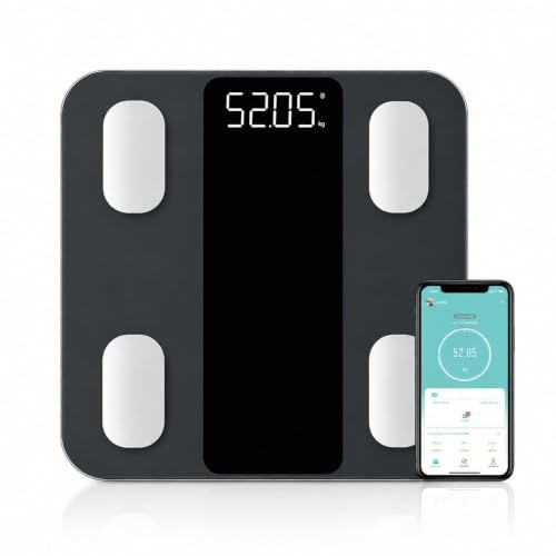 Hume Health Waage,Hume Body Check Körperfettwaage,Präzise Messung mit 8 Frequenzsensoren App-Anbindung Analysiert Fett Muskeln Und Wasser für den Täglichen Gebrauch.