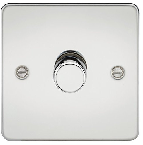 Knightsbridge Flat Plate 1G 2 Way 40-400W Dimmer - Polished Chrome