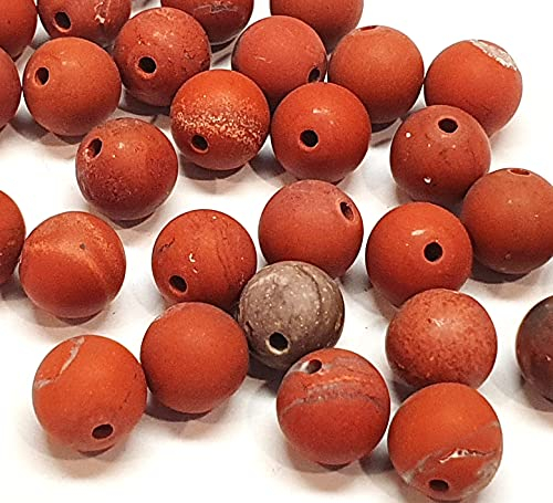 Perlin Edelstein Perlen 8mm und 6mm Matt Schmuckstein, Kugel Halbedelstein Edelsteine Frosted Gemstone Beads Auswahl (Imperial Jaspis, 6mm)