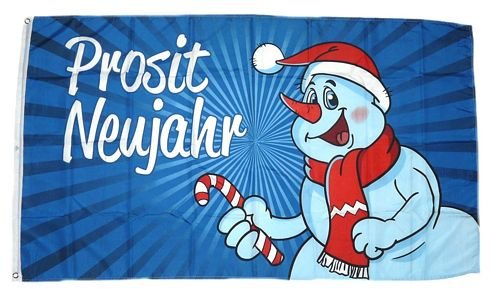 Fahne/Flagge Prosit Neujahr Schneemann 60 x 90 cm