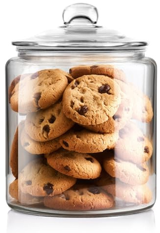 Masthome Large Glass Jar,3.9L Wide Cookie Jars with Airtight Lid,Dishwasher Safe Biscuit Jars, Glass Canisters for Kitchen, Food Storage Container for Pasta, Flour, Biscuit, Sugar, Nuts, Coffee Beans