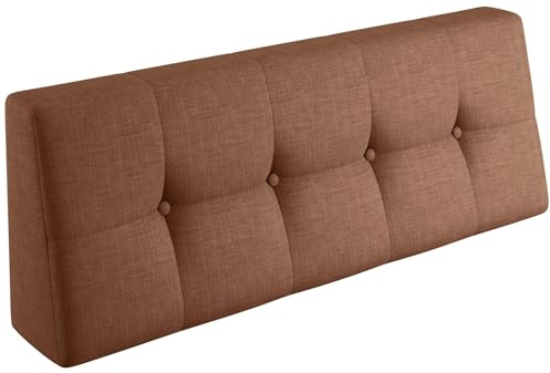 sunnypillow Palettenkissen für Gartenmöbel - Rückenkissen 120x40x20/10cm - Rückenpolster für Bett und Sofa - Palettenpolster für Palettenmöbel - Gesteppte Kissen mit Knöpfen - Rückenlehne Orange